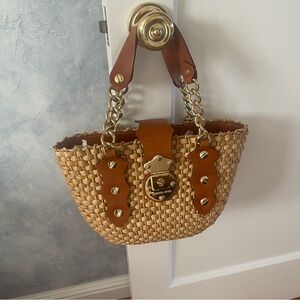 Michael Kors Straw and Leather Bag